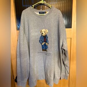 Polo Ralph Lauren Polo Bear Crewneck Sweatshirt Men's 4XL Gray Pullover Fleece